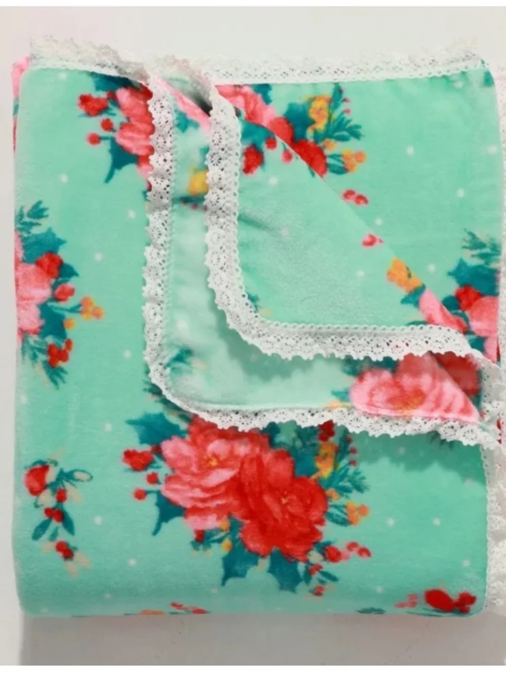 THE PIONEER WOMAN Bundle: Plush Blanket 50x72 Sweet Rose and 2 King Shams 36x20